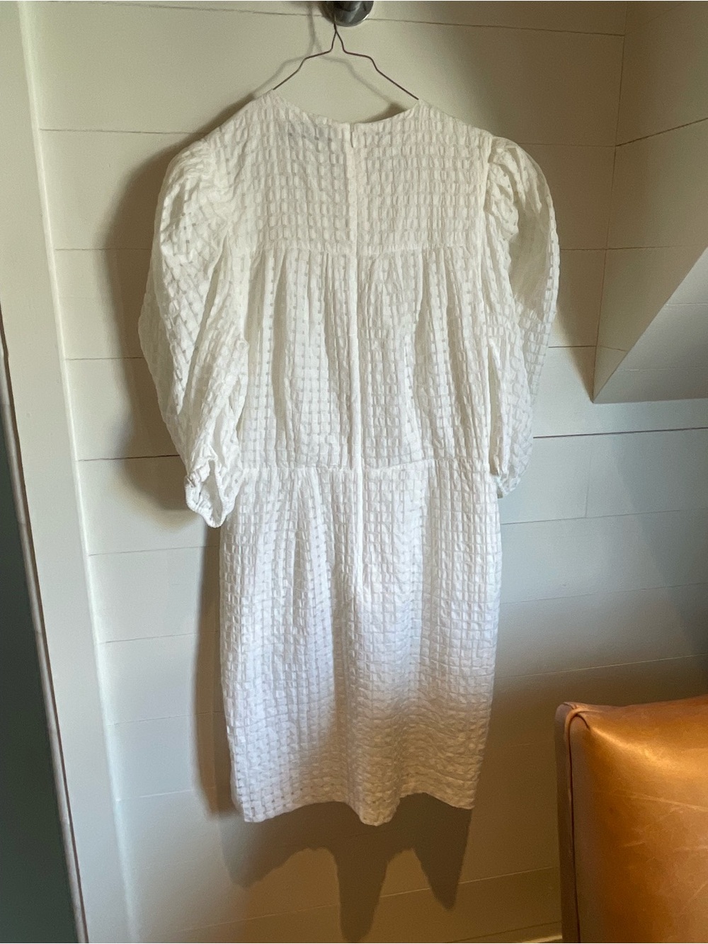 HUNTER BELL White Textured Puff-Sleeve Mini Dress - Picture 5 of 6